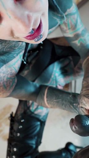 Tattooed Pornstar in High Heels Fingers Her Anal and Gives a Blowjob