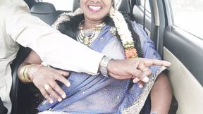 In the backseat, Hyd driver's sultry Telugu whispers seduce Hyd silk auntie's car sex ecstasy