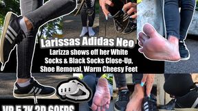 VR 5,7K 60fps | Larissa in Black Adidas Neo Sneakers – White Socks & Black Socks Close-Up, Shoe Removal, Warm Cheesy Feet, Scented Soles & Toes Right in Your Face – Foot Fetish Sock Fetish Teasing POV VR 6K