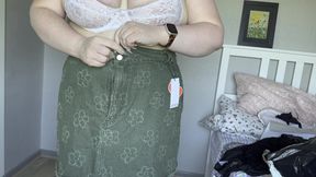 real amateur chubby girl with tattoos tries on bras and dresses for you