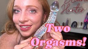 Sexy Redhead Has Two Orgasms with Glass Toy and Moaning
