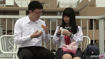 Petite Japanese Virgin Teen 18 seduce Classmate to Defloration Sex in Uncensored JAV Porn