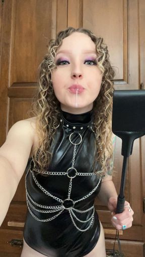 Spit fetish & degradation in my tight PVC outfit