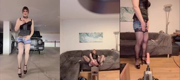 Sissy Outdoor BBC Dildo Grill Ride Gushing Cum Wrecked