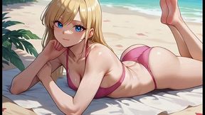 hornyvanstevie ai - blonde bimbo at the beach anime