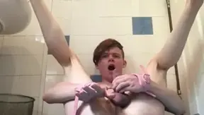 TXXXMStudios.com: Wild british young twink Leo Ocean jerking uncut dick and chained in bath