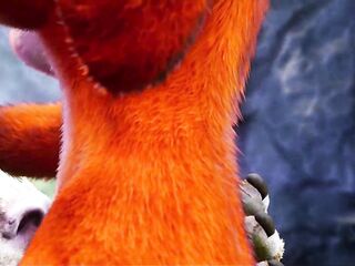 Large Minotaur bang fur Fox Lady and Tiger Lady in trio - oral-job, facial and joy