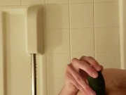 Straight Man Trys Anal In Shower With Cucumber