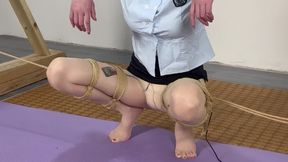 Five-body suspension + electric shock anal plug + foot pads