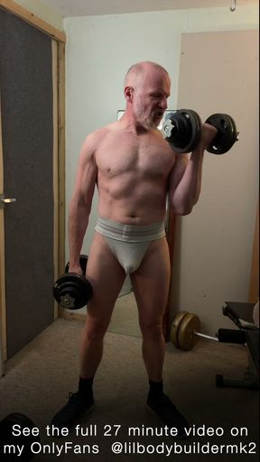 Muscle Daddy big hard bicep workout. Please consider following me on OnlyFans for the full 27 minute video