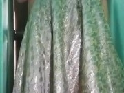 Indian Gay Crossdresser Gaurisissy in Pink lehanga pressing his Boobs and fingering in his ass