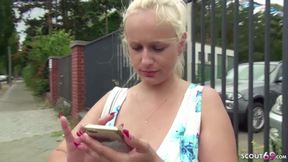 Angel Wicky's massive natural tits get the public casting treatment