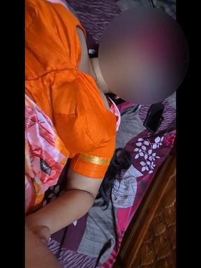 Sexy Indian Housewife Sreejaa in Orange Blouse and Saree Fucked Hard