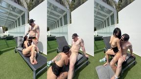 we escaped from the orgy to film behind the scenes and he cum all over my face