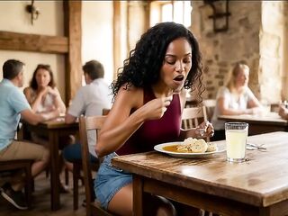 Ebony hotty gets creampied by a stranger in Prague ( AI Generated )
