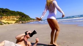 Sexy blonde babe fucked on beach