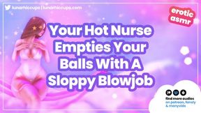 ASMR Roleplay Your HOT Nurse Helps You Empty Your Balls with a Sloppy Glugging Blowjob Audio Only