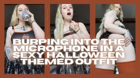 Burping Into the Mic in a Sexy Halloween Outfit