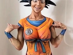 MILF cosplayer reveals fabulous big tits in the shower