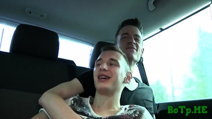 Twinks fuck like crazy in a car