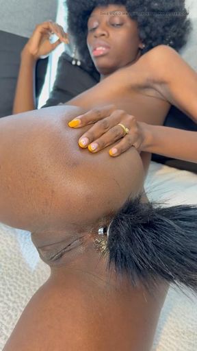 Sexy Buttplug Play with Petite Ebony - Huge Anal Creampie