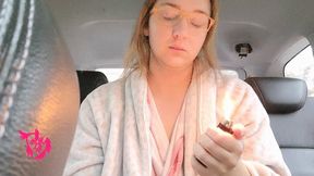 Smoking in the car at Sunrise with Coughing and Nose Blowing Volume 8
