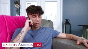 Sexy Milf Justine Jakobs fucks and sucks her son's friend's big stiff cock