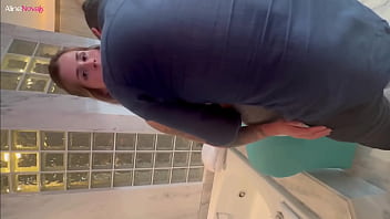 Naughty blonde Aline Novak teases with big booty and busty tits