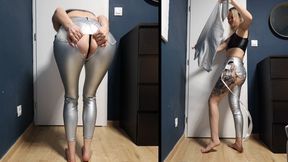 Anastasia rips her silver pants