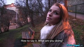 Skinny Czech Blonde Fucked Outside in Prague public park - reality