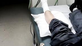 ”Foot cast placed on twink & his leg before being taken off”