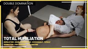 Total Humiliation: The Sub-Zero Slave receives kicks to the balls and thanks Louise and Mel Fire's feet (720 EN SUB) - Humiliation - Double Domination - Scissorhold - Female Domination - Foot Worship - Ballbusting