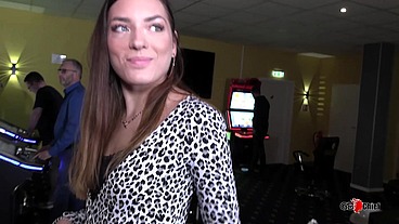 Public blowbang blowjob session skinny girl casino for money