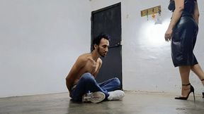 Dominatrix dominates man and makes him swallow all her feet (2)