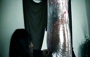 Pervert ebony ts eats a chap