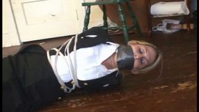 Tied Gagged In Pantyhose Navy Uniform and Barefoot