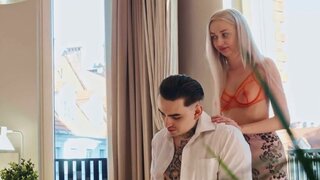 Fantastic babe is getting it from behind in the kitchen