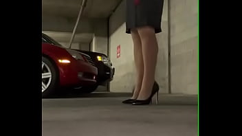 Crossdresser in parking garage