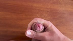Jerking off with a cumshot on the table