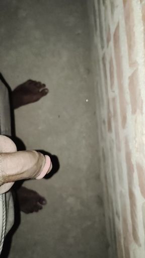 Young Man solo Masterbate alone in a room with dotted condom.