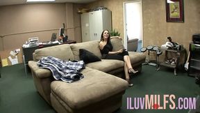 scened MILF and raven-haired have fun with fake dildo