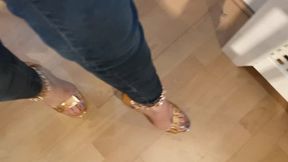 Walking around in my high heeled shoes