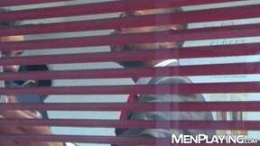 Hung Bulrog buries his massive cock deep into suited hunk Logan Moore