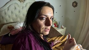 air holding in satin pajamas – puffy cheeks, red face & intense struggle