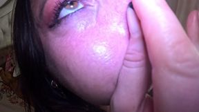 air holding in satin pajamas – puffy cheeks, red face & intense struggle