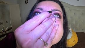 air holding in satin pajamas – puffy cheeks, red face & intense struggle