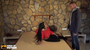 tattooed german babe gets her mouth and pussy screwed by a man with big cock