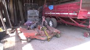 Milf seduced guy with massive cock and fucks at the barn