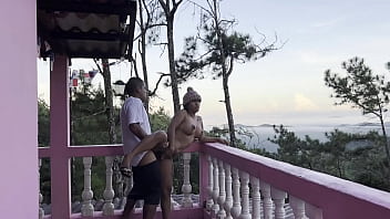 Fucking my horny stepsister in the balcony with a amazing view