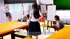 Animated Asian big-titted waifu gets pounded in 3D Japanese academy threesome